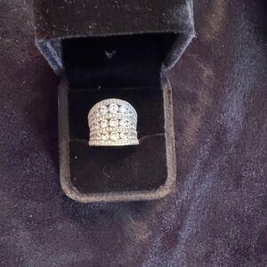 Mexican Sterling Silver MEX 925 Clear Stone Statement Ring  Size 6